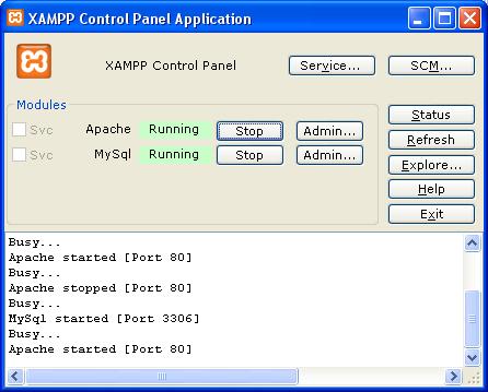 XAMPP Apache dan MySQL jalan